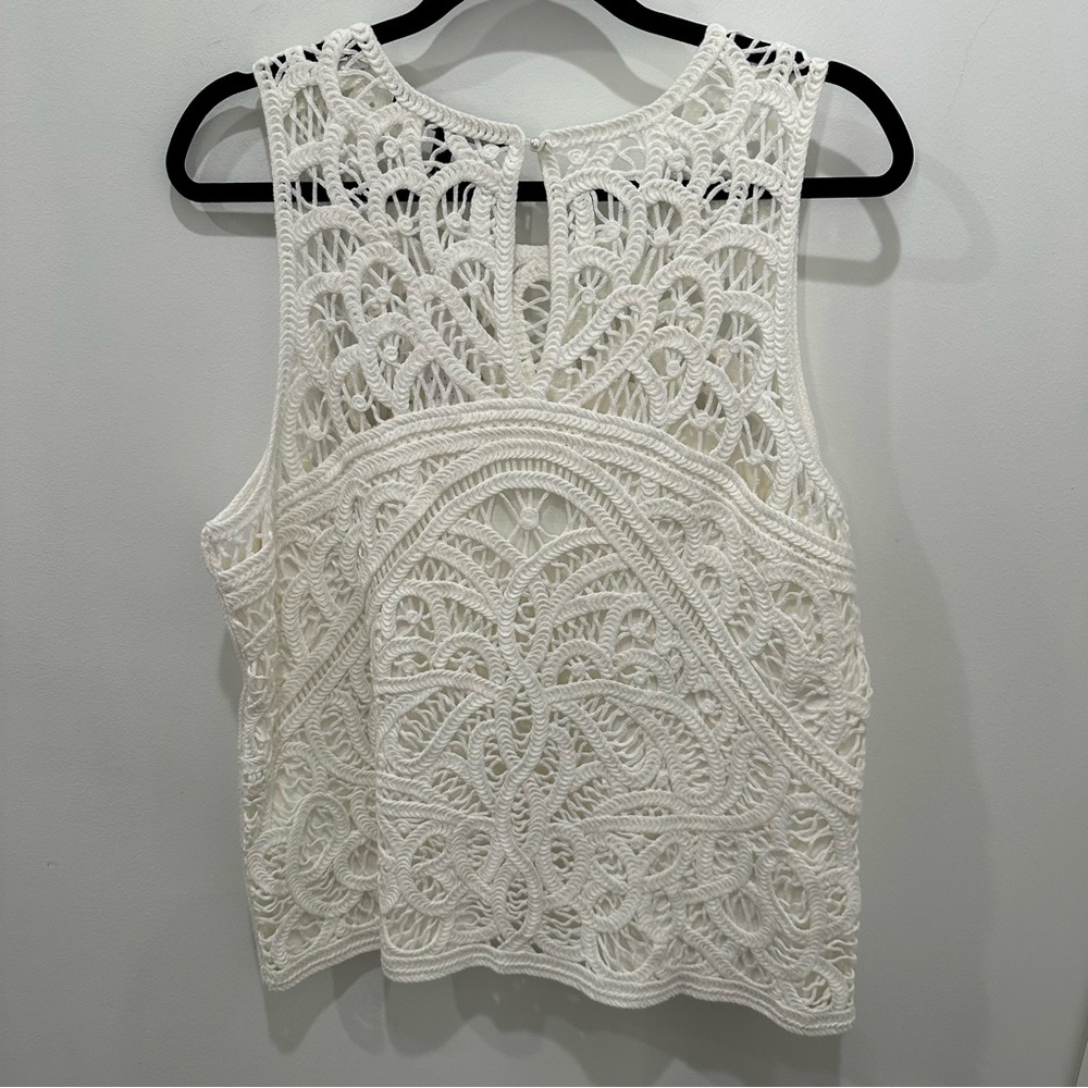 NWT White House Black Market White Sleeveless Crochet Lace Sweater - Picture 10 of 13